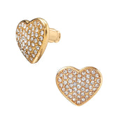 Heart Stud Earrings in Gold & White Gold Tone – 13.2mm