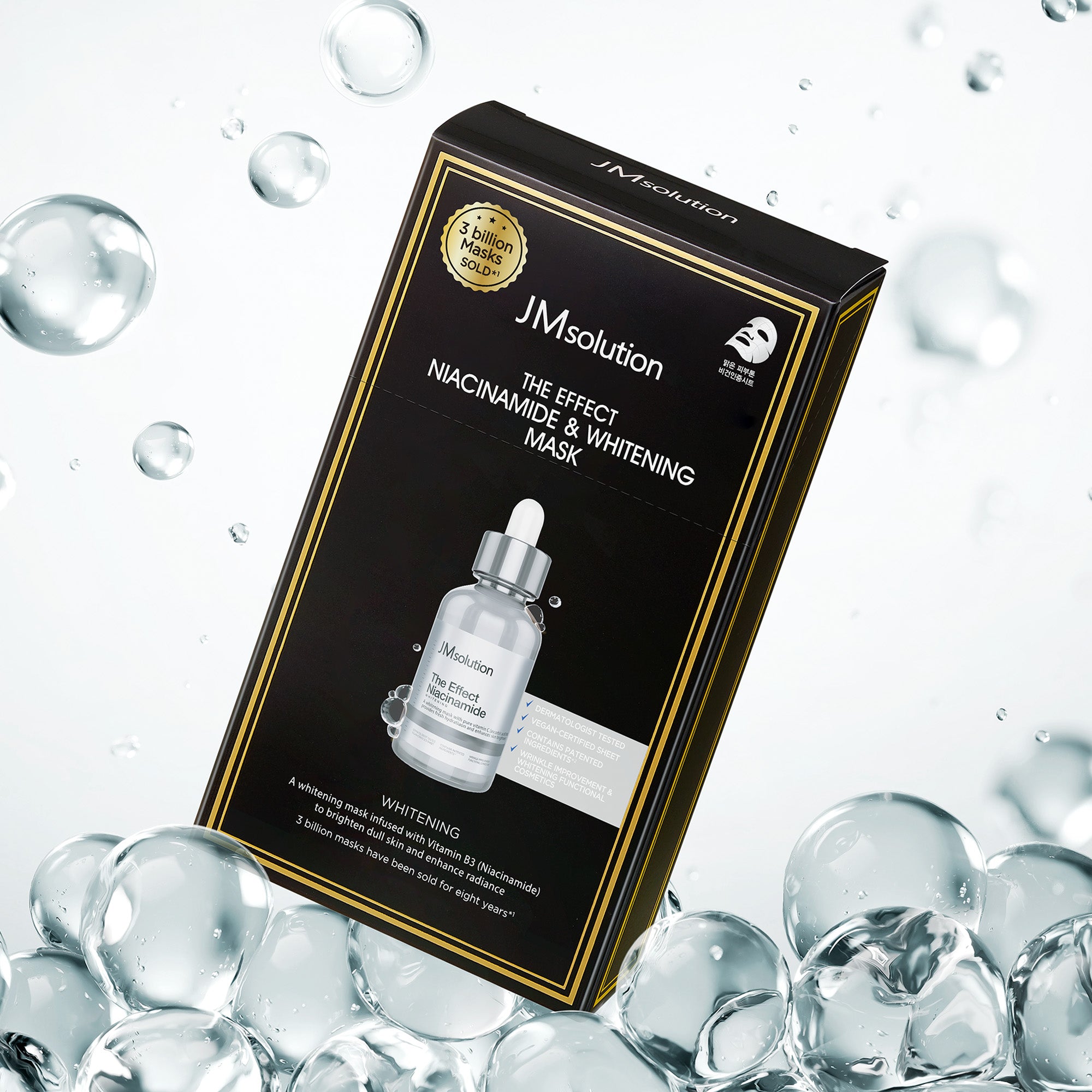 JMsolution The Effect Niacinamide & Whitening Mask | Vegan Certified Sheet | Brightening & Anti-Wrinkle Dual Care | 10 Sheets (0.81 fl.oz x 10)