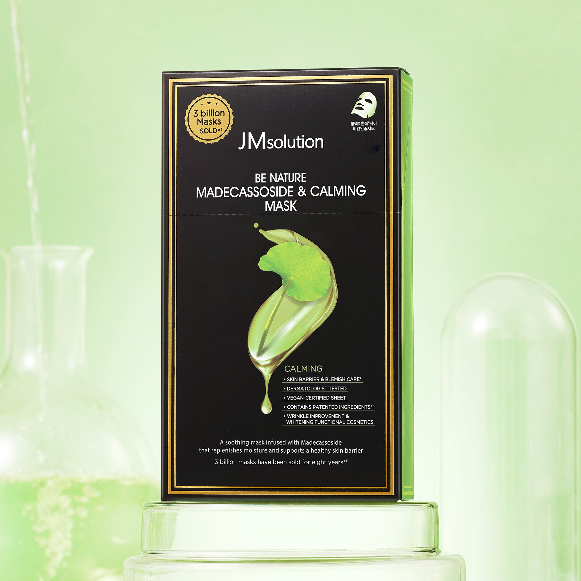 JMsolution Be Nature Madecassoside & Calming Mask | Vegan Certified Sheet | Soothing Barrier & Blemish Care | 10 Sheets (0.81 fl.oz x 10)