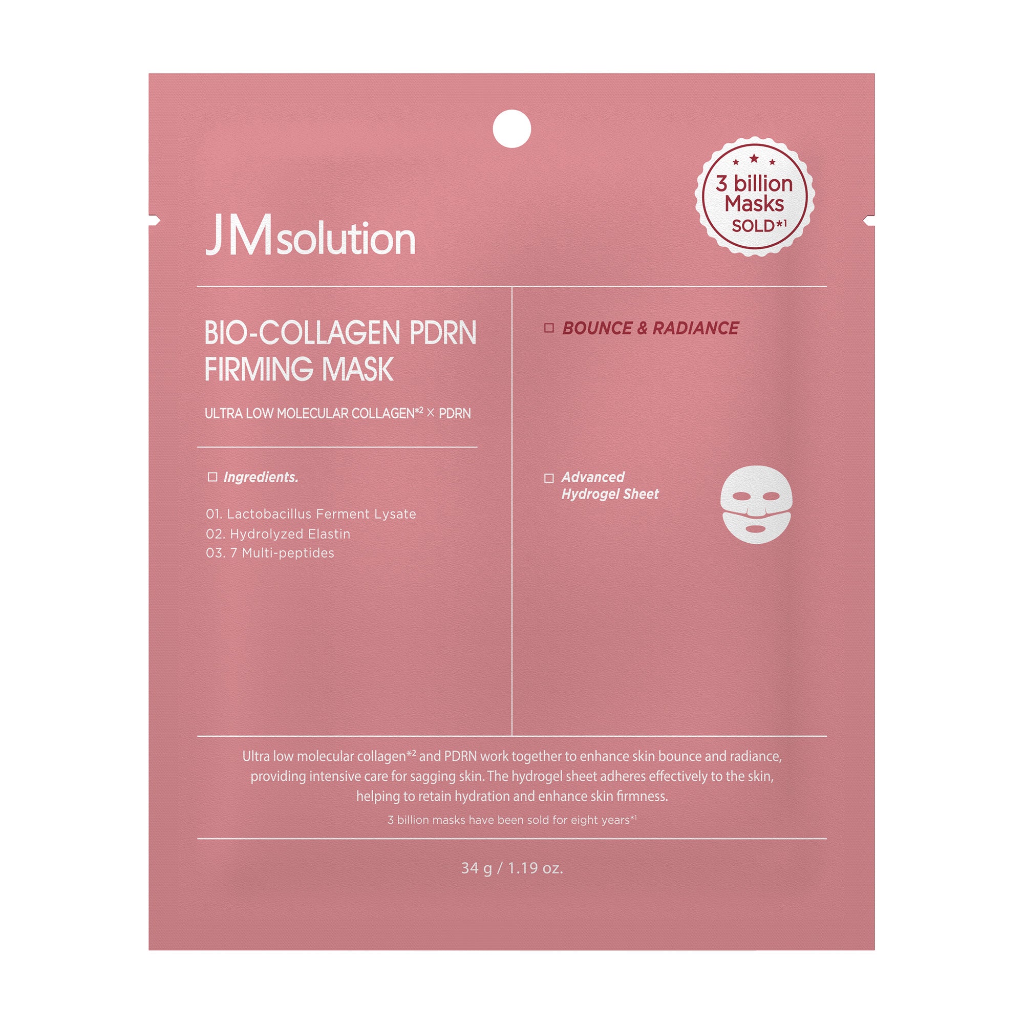 JMsolution Bio-Collagen PDRN Firming Mask | Melting Hydrogel Sheet | Ultra-Low Molecular Collagen & Peptides | Overnight Radiance Care | 4 Sheets (1.19 oz x 4)
