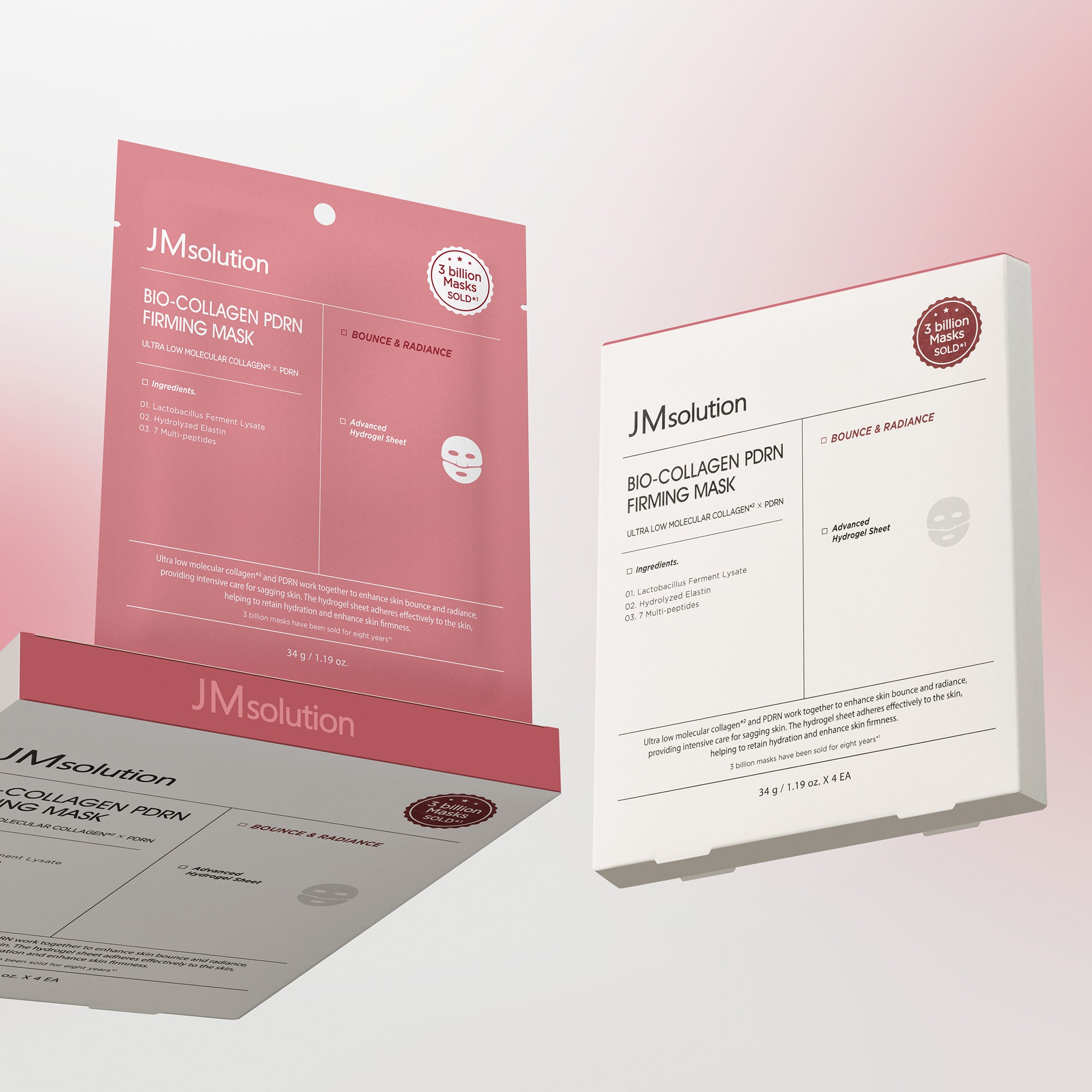 JMsolution Bio-Collagen PDRN Firming Mask | Melting Hydrogel Sheet | Ultra-Low Molecular Collagen & Peptides | Overnight Radiance Care | 4 Sheets (1.19 oz x 4)