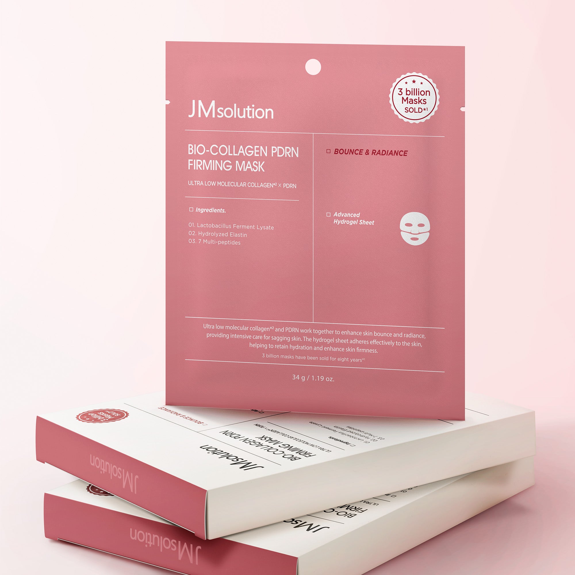 JMsolution Bio-Collagen PDRN Firming Mask | Melting Hydrogel Sheet | Ultra-Low Molecular Collagen & Peptides | Overnight Radiance Care | 4 Sheets (1.19 oz x 4)