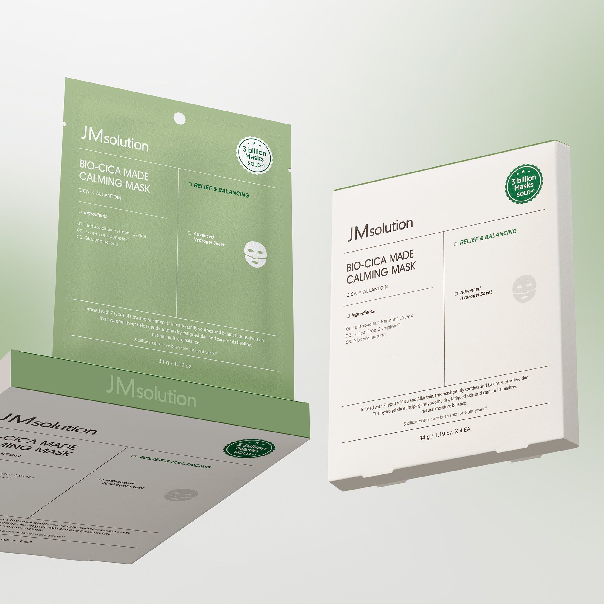 JMsolution Bio-Cica Made Calming Mask | Melting Hydrogel Sheet | 7-Cica Complex & Allantoin | Overnight Soothing Relief | 4 Sheets (1.19 oz x 4)
