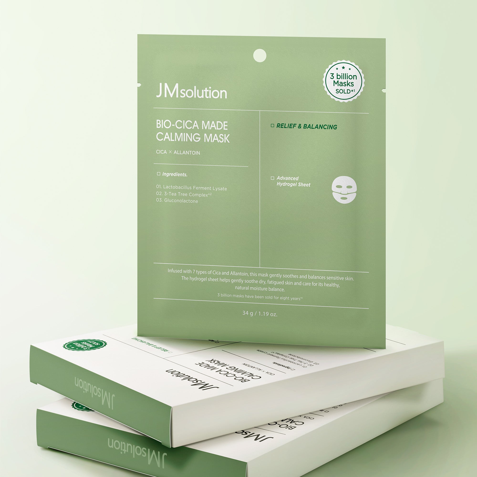 JMsolution Bio-Cica Made Calming Mask | Melting Hydrogel Sheet | 7-Cica Complex & Allantoin | Overnight Soothing Relief | 4 Sheets (1.19 oz x 4)