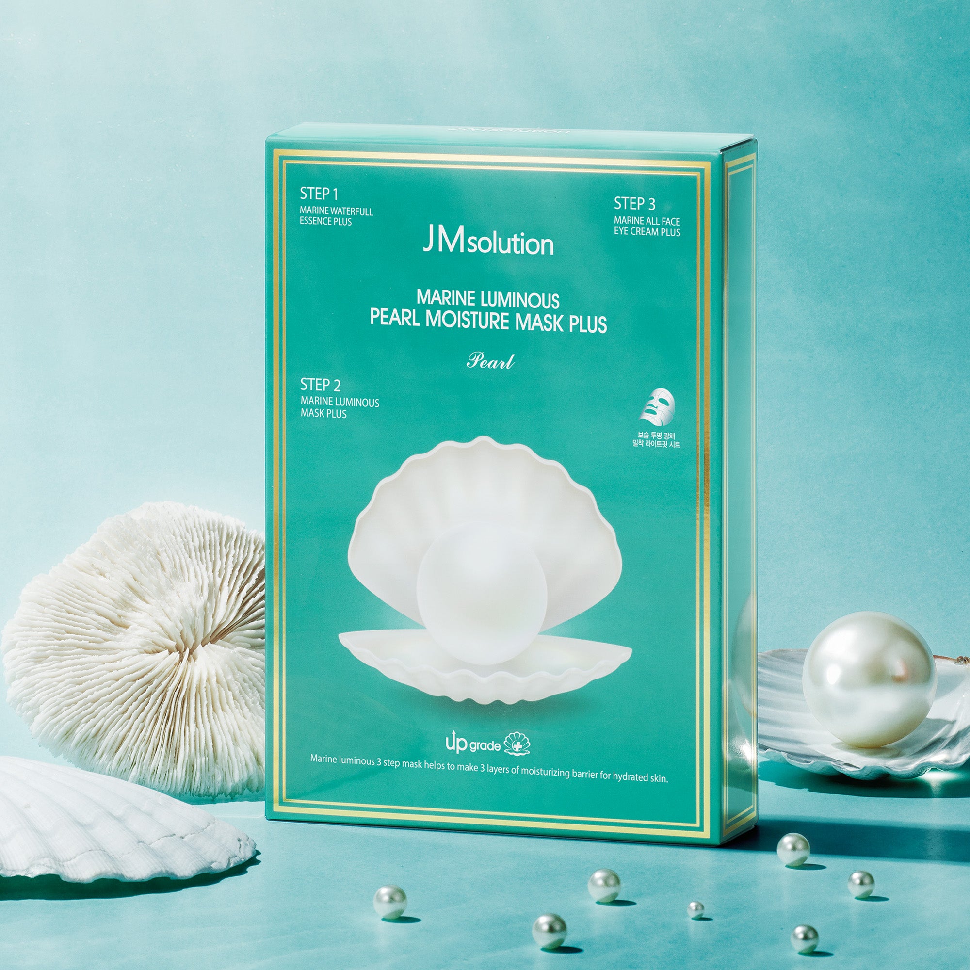JMsolution Marine Luminous Pearl Moisture Mask Plus | 3-Step Routine | Deep Hydration & Brightening Care | 10 Sheets (0.91 fl.oz x 10)