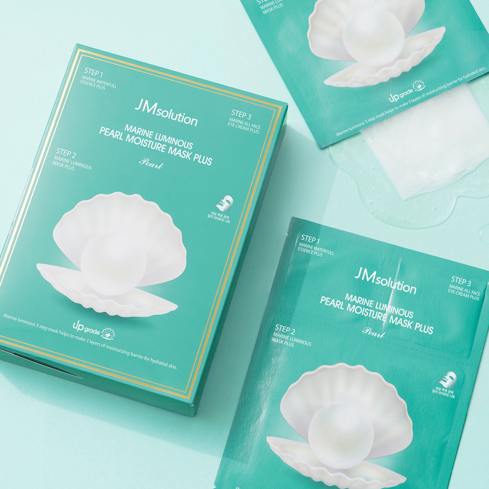 JMsolution Marine Luminous Pearl Moisture Mask Plus | 3-Step Routine | Deep Hydration & Brightening Care | 10 Sheets (0.91 fl.oz x 10)