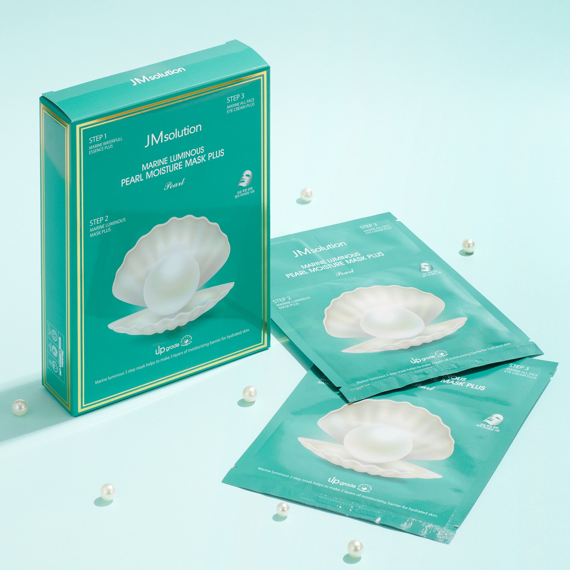 JMsolution Marine Luminous Pearl Moisture Mask Plus | 3-Step Routine | Deep Hydration & Brightening Care | 10 Sheets (0.91 fl.oz x 10)
