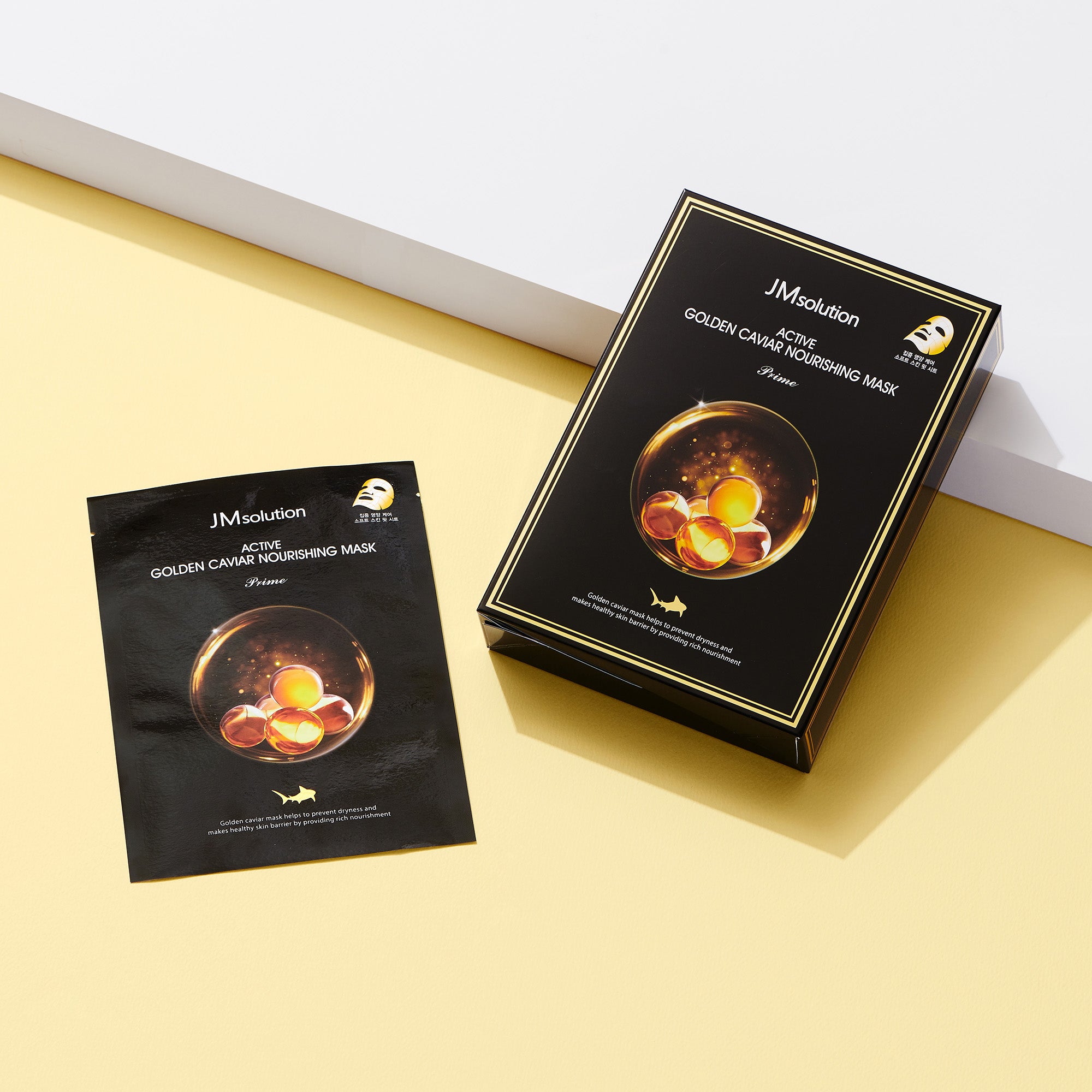 JMsolution Active Golden Caviar Mask Prime | 24K Gold & Caviar Extract | Deep Nutrition & Anti-Aging Care | 10 Sheets