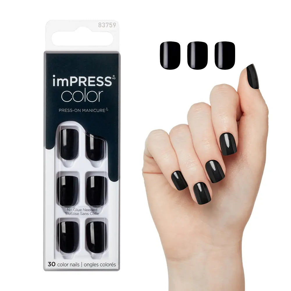 KISS imPRESS No Glue Mani Press-On Nails - All Black