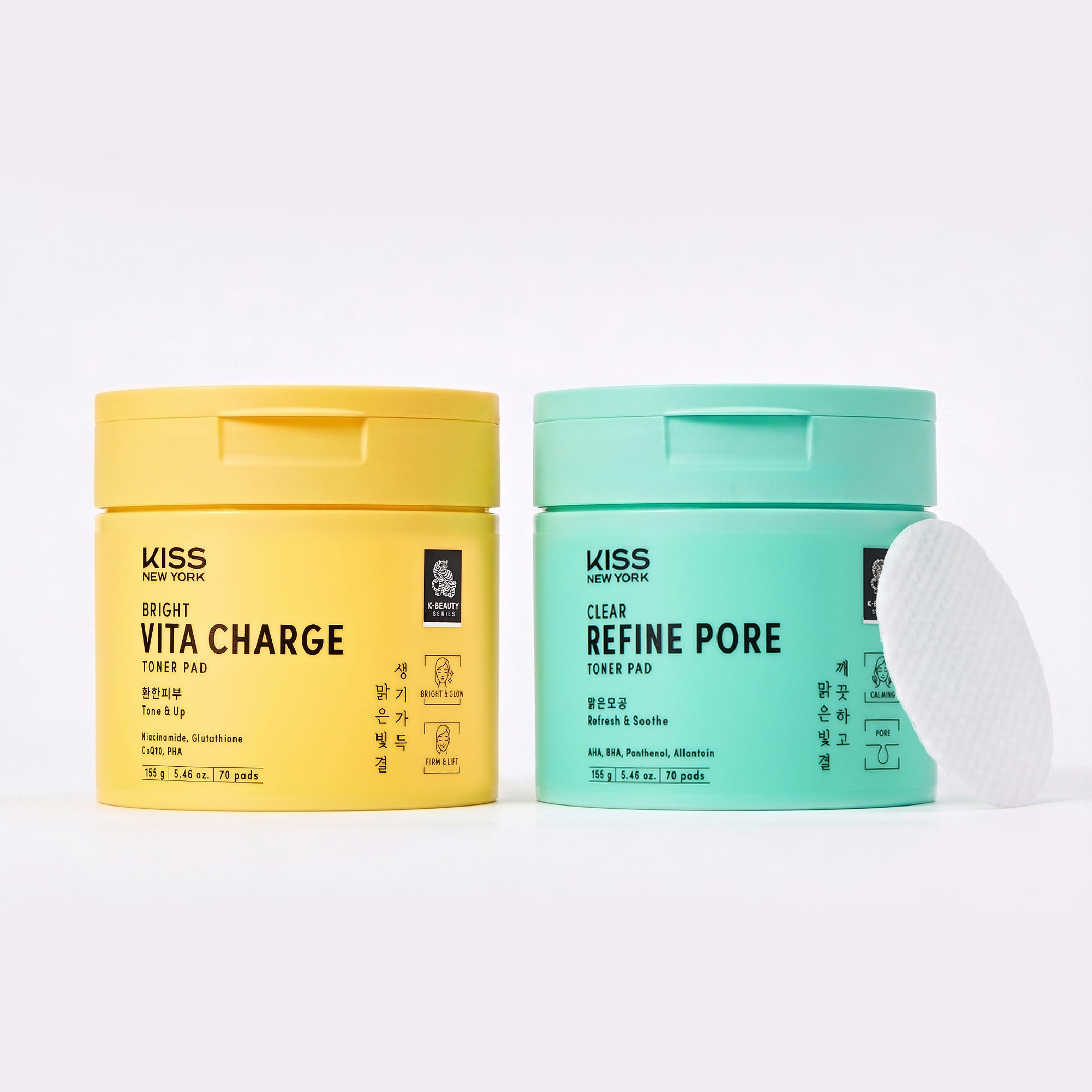 KISS NEW YORK Bright Charge Vita Pad - Radiance Boosting & Antioxidant Toner Pad with Niacinamide, Glutathione, and CoQ10 (70 Pads)