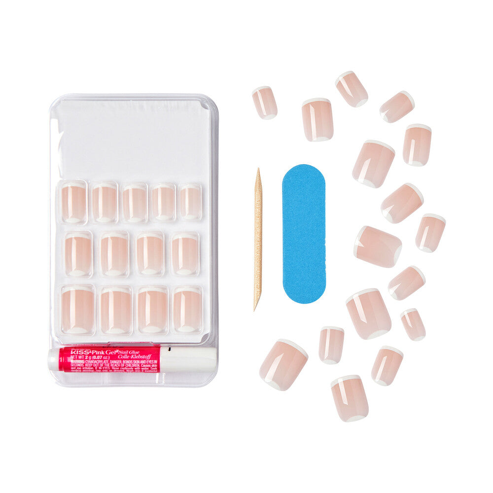 CS03_extra_004 "KISS Classy Press-On Nails – French Tip & Floral Designs, Short Square product view."