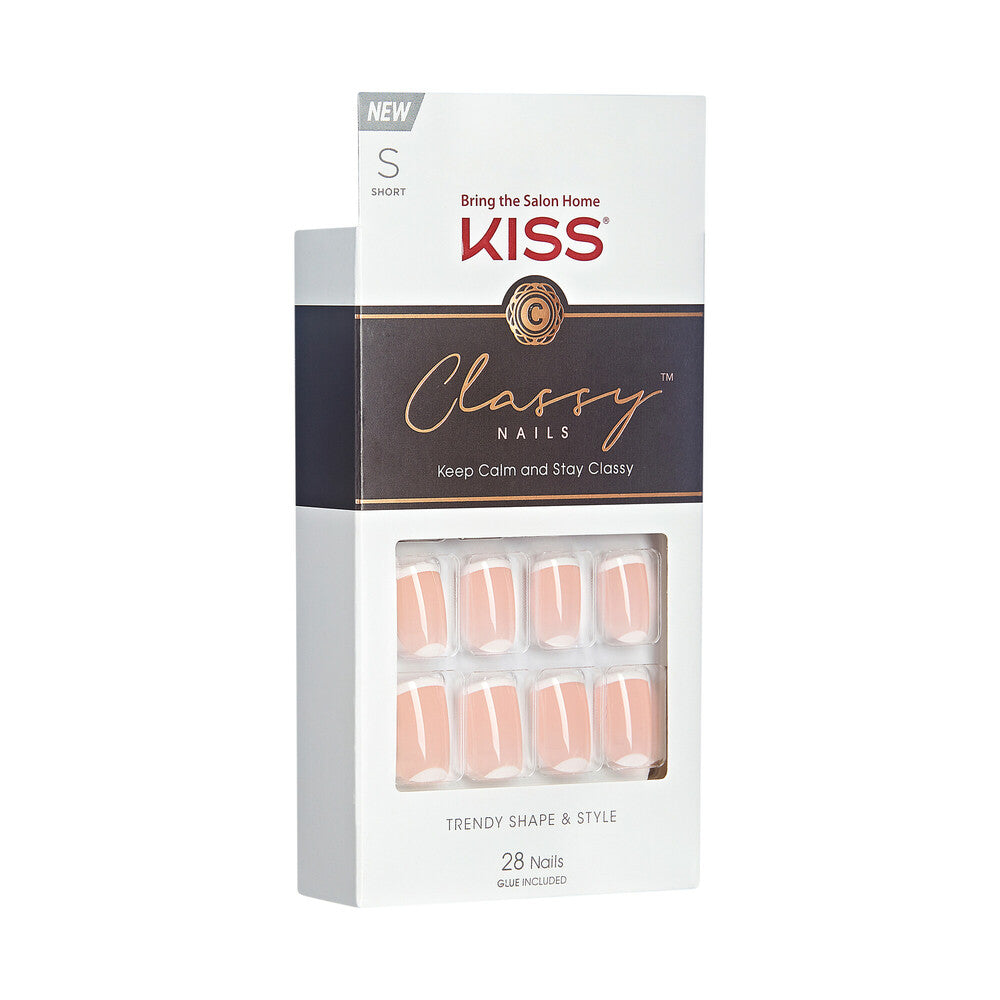 CS03_extra_005 "KISS Classy Press-On Nails – French Tip & Floral Designs, Short Square product view."