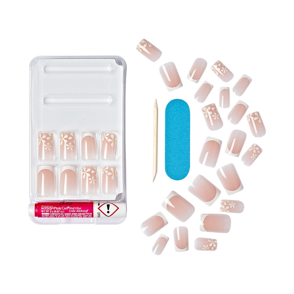 CS05_extra_005 "KISS Classy Press-On Nails – French Tip & Floral Designs, Short Square product view."