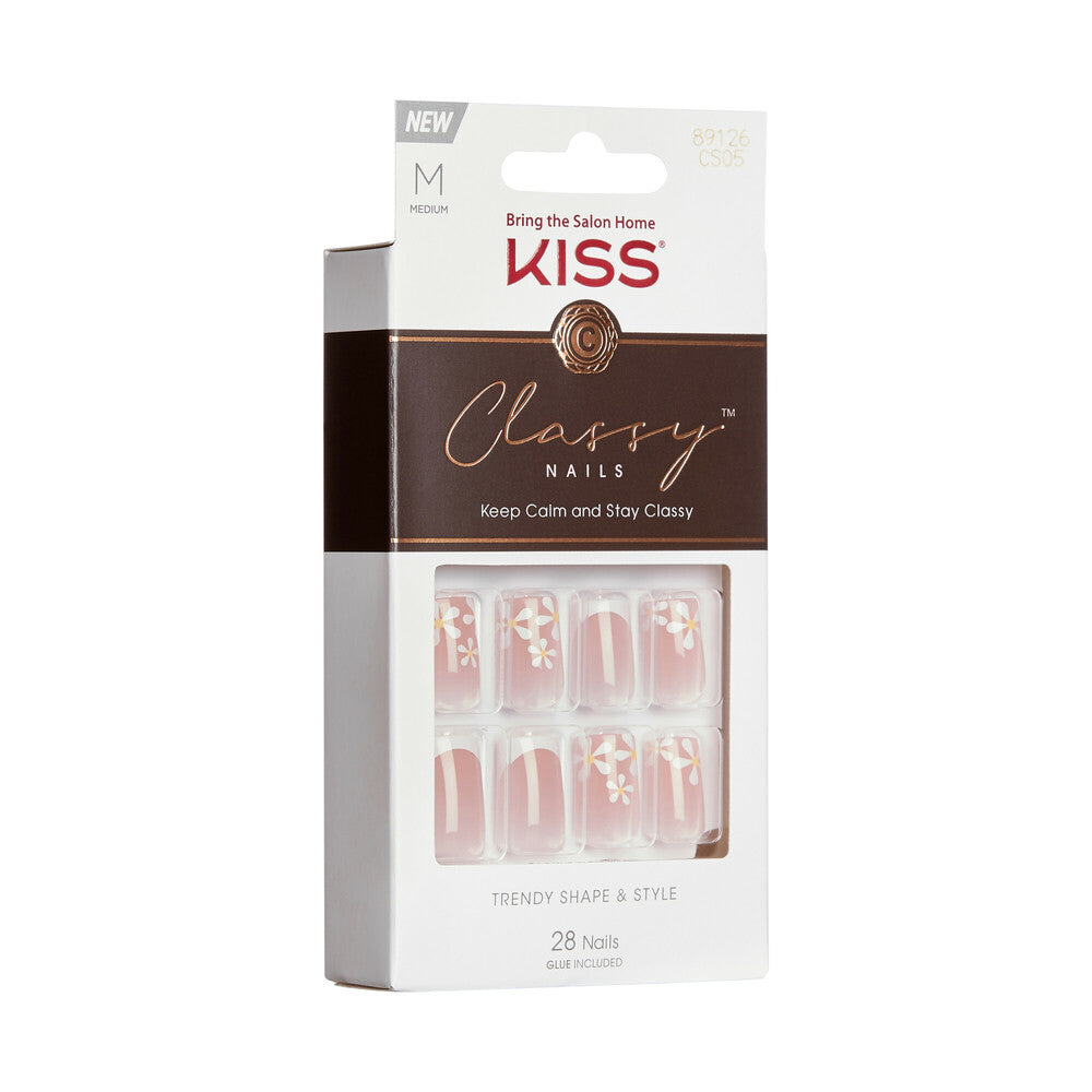 CS05_extra_006 "KISS Classy Press-On Nails – French Tip & Floral Designs, Short Square product view."