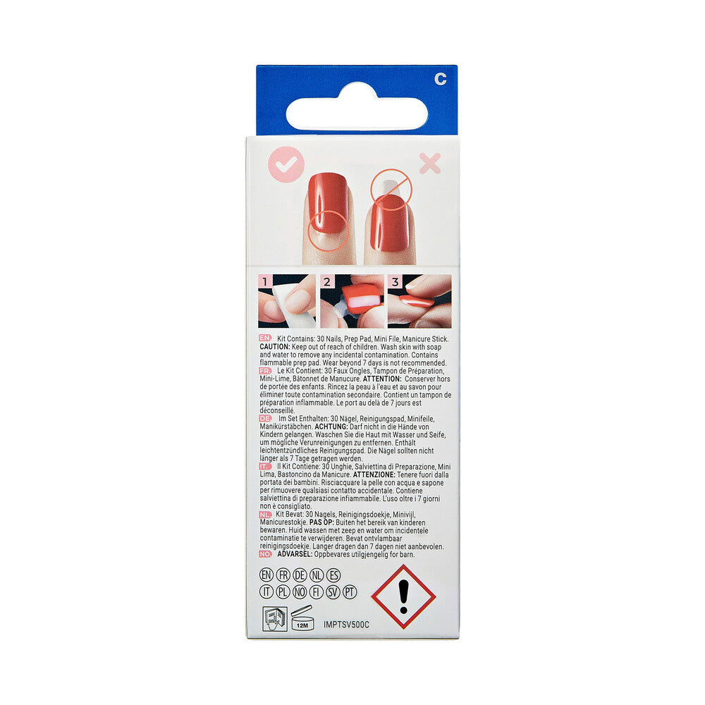 IM106X_extra_009 "KISS imPRESS Press-On Nails – Patriotic Stars & Stripes, Short Oval, package back."