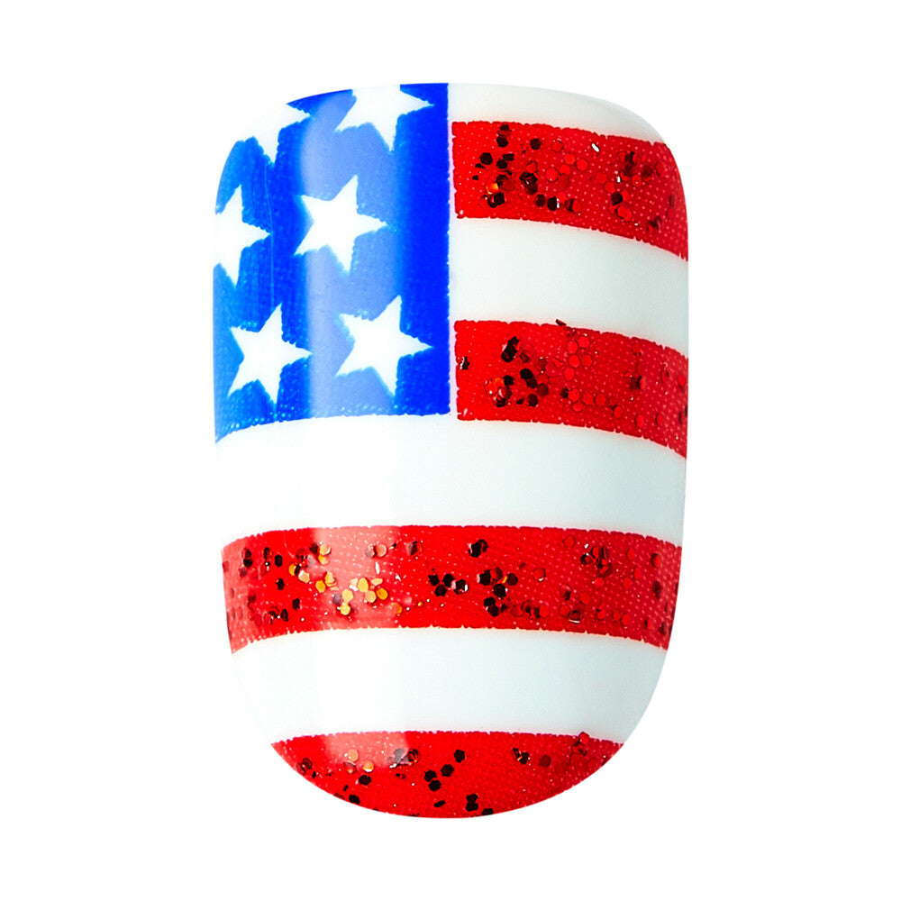 IM106X_extra_004 "KISS imPRESS Press-On Nails – Patriotic Stars & Stripes, Short Oval product view."