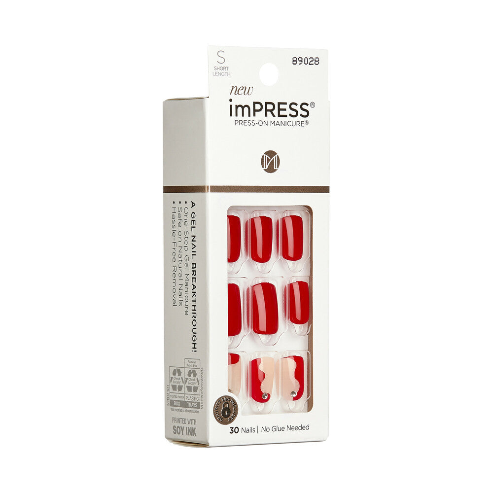 IM33_extra_005 "KISS imPRESS Press-On Nails – Adore You, Short Square Red product view."