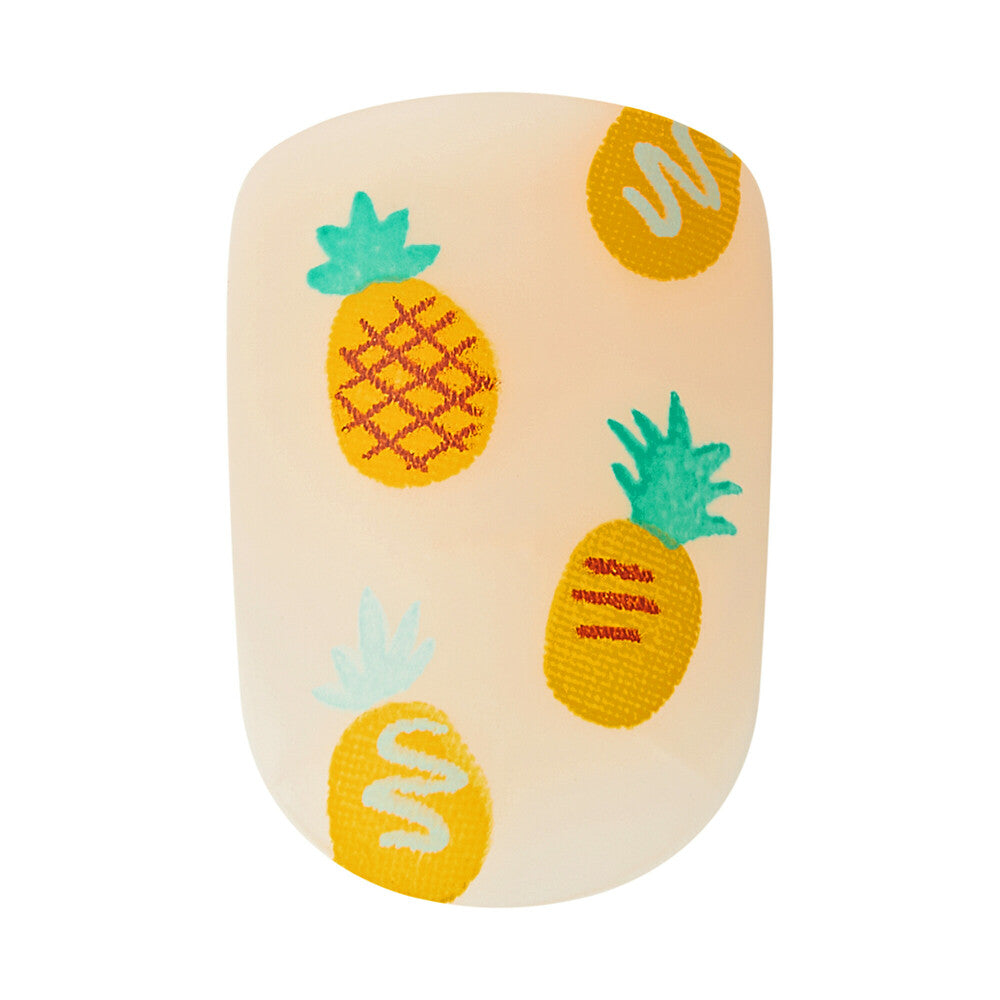KISS imPRESS Sun Daze press-on nail set with short squoval designs. "KISS imPRESS No Glue Press-On Nails – Short Squoval Designs product view."