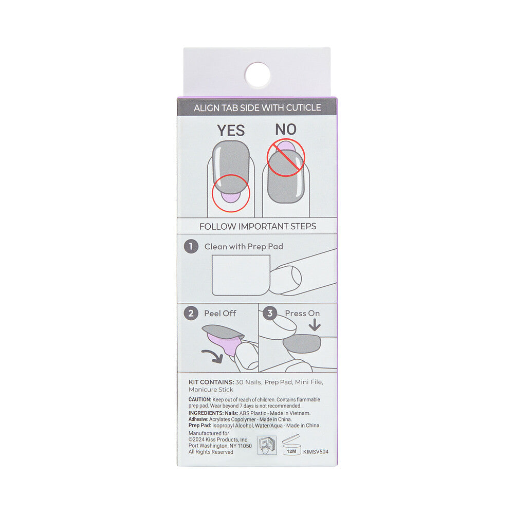 IM50_extra_008 "KISS imPRESS No Glue Press-On Nails – Short Squoval Designs, package back."