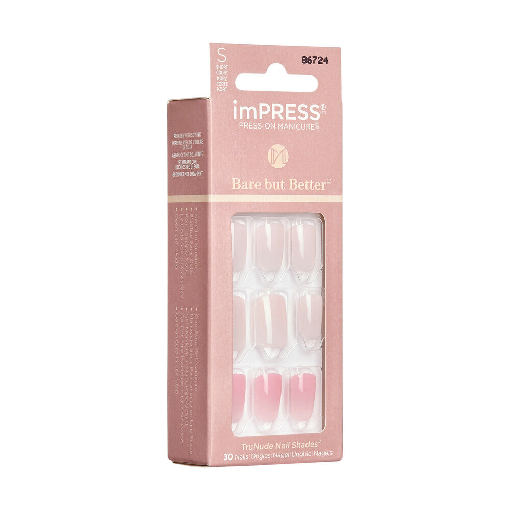 IMB02C_extra_005 "KISS imPRESS No Glue Press-On Nails – Natural Nude Shades, Short Squoval product view."