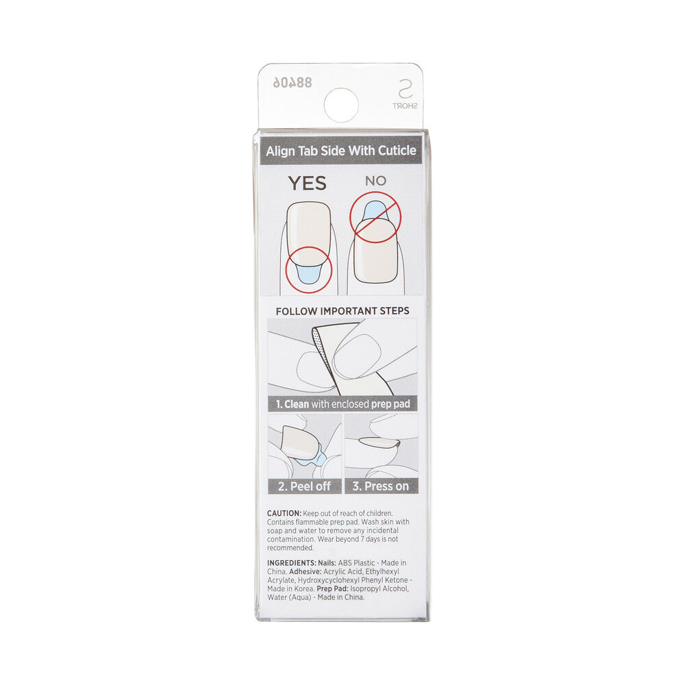IMC29Y2_extra_006 "KISS imPRESS Color Press-On Nails – Solid Color Shades, Short Squoval, package back."