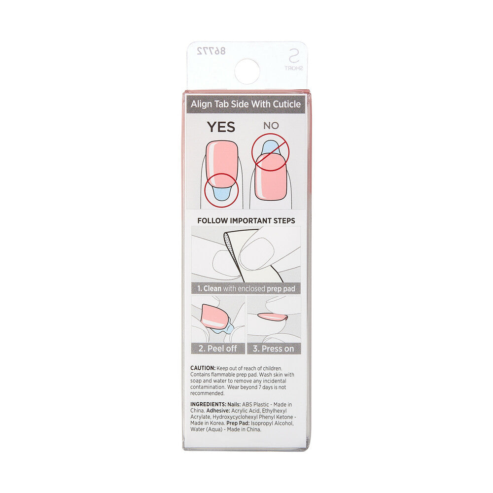 IMC32_extra_006 "KISS imPRESS Color Press-On Nails – Solid Color Shades, Short Squoval, package back."