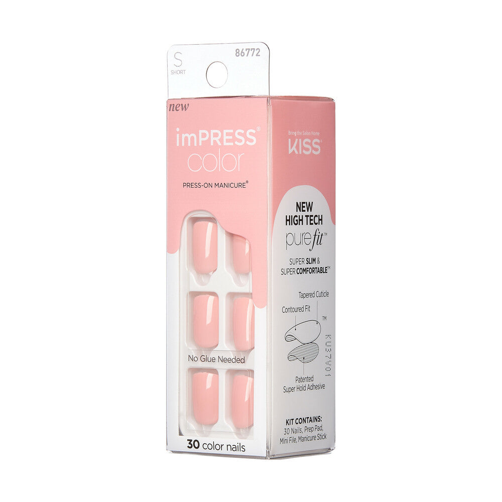 IMC32_extra_005 "KISS imPRESS Color Press-On Nails – Solid Color Shades, Short Squoval, side of package."