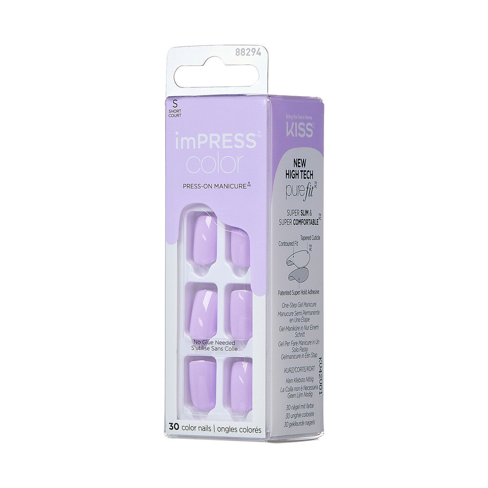 IMC37C_extra_004 "KISS imPRESS Color Press-On Nails – Solid Color Shades, Short Squoval, side of package."