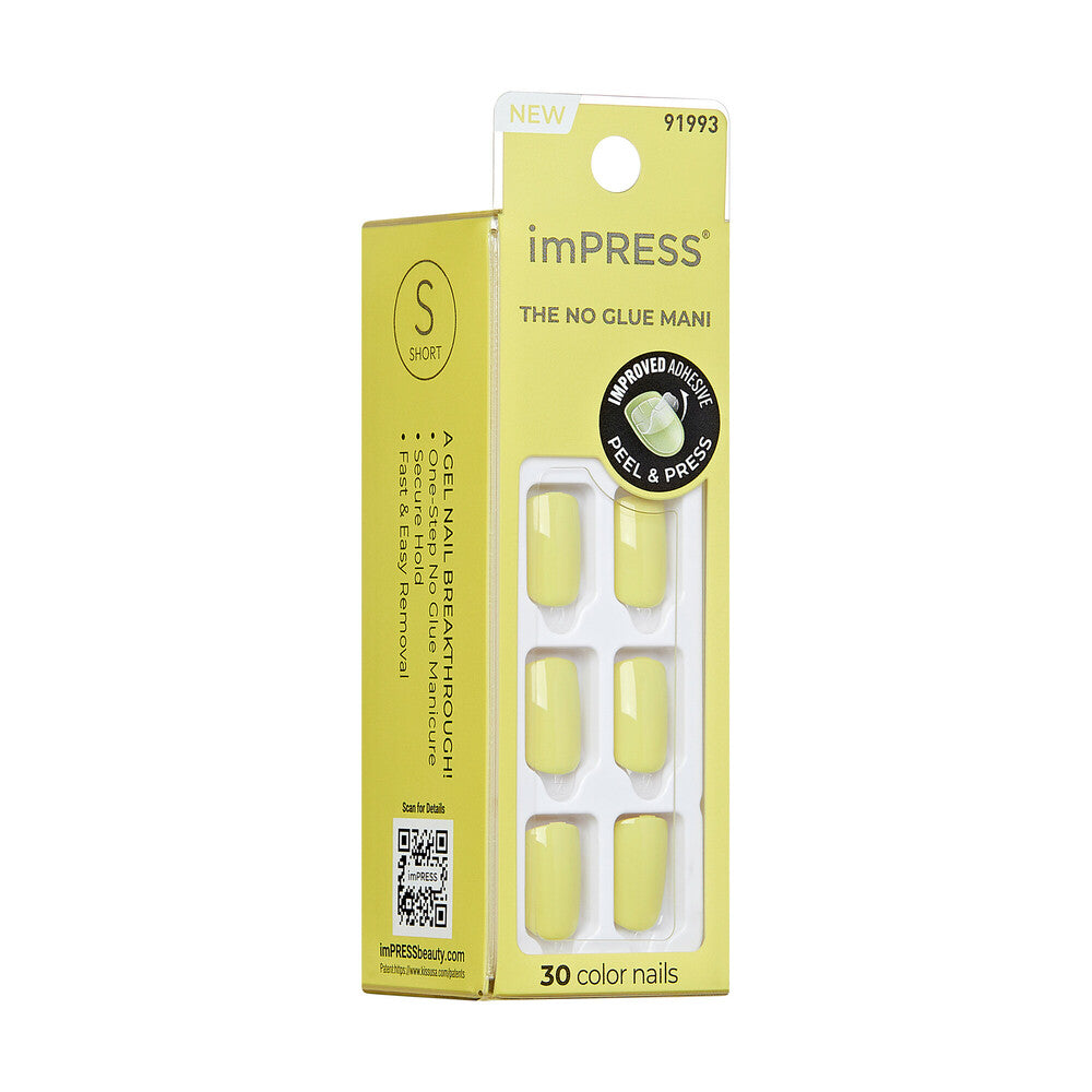 IMC40Y2_extra_005 "KISS imPRESS No Glue Press-On Nails – Solid Color, Short Squoval product view."