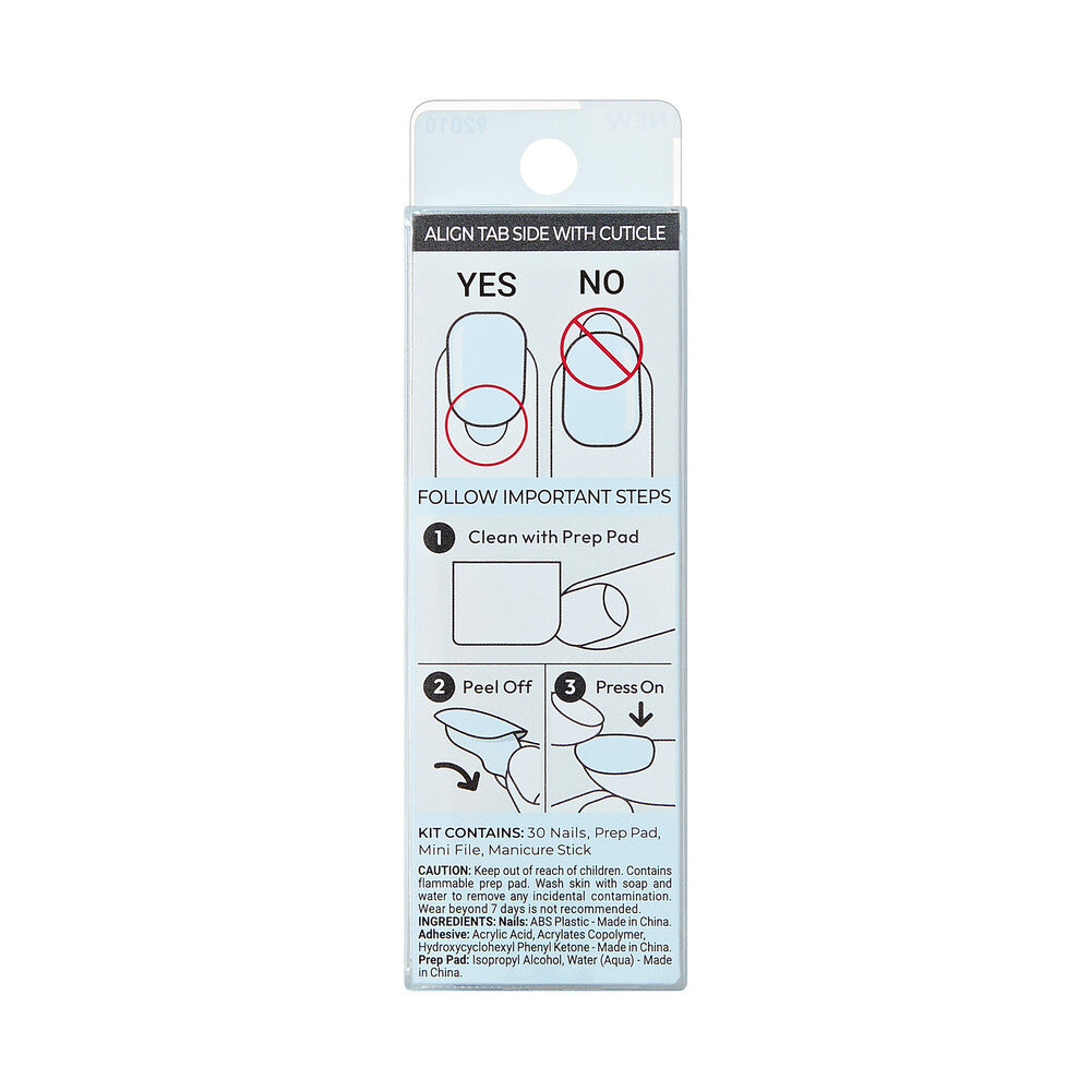 IMC43_extra_007 "KISS imPRESS No Glue Press-On Nails – Solid Color, Short Squoval, package back."