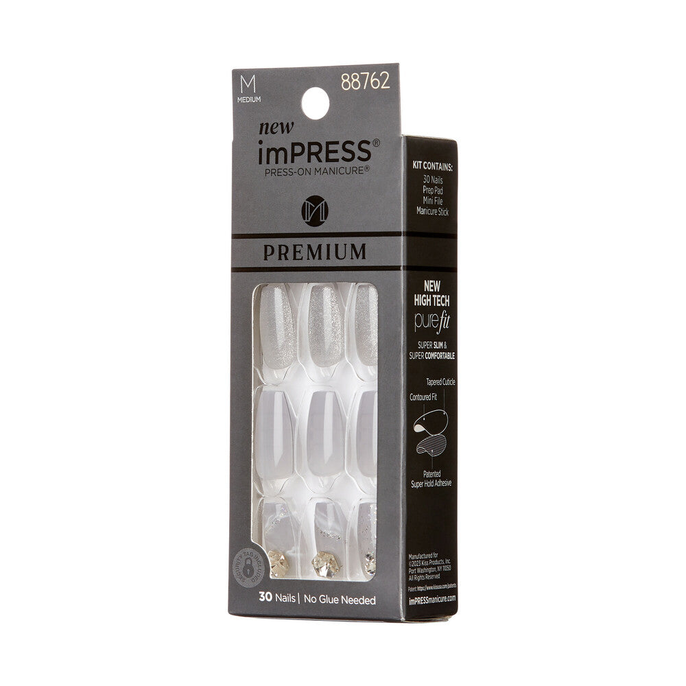 IME02_extra_006 "KISS imPRESS Premium Press-On Nails – Decorative Designs, Short & Medium, side of package."