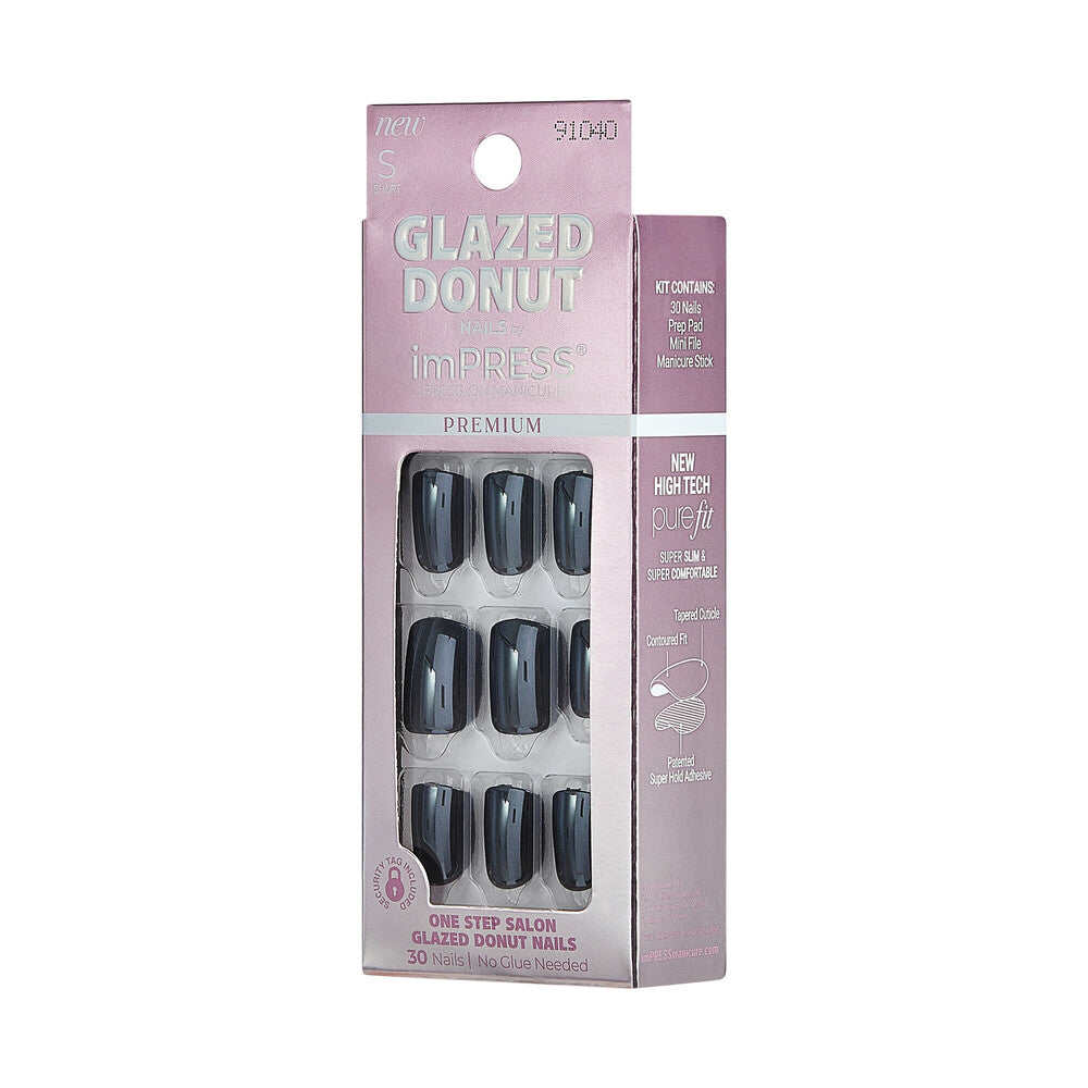 IME03XY2_extra_006 "KISS imPRESS Premium Glazed Donut Press-On Nails – Glossy Finish, Short, side of package."