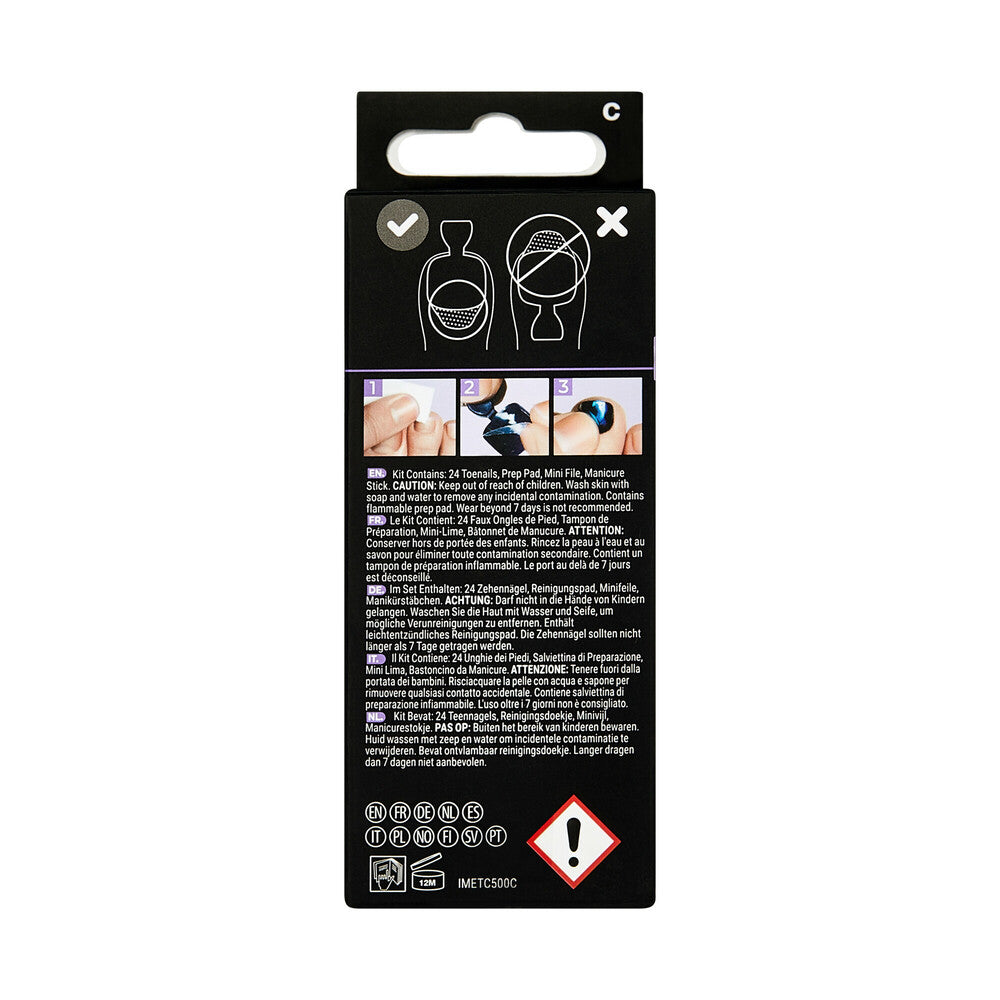 IMET01X_extra_008 "KISS imPRESS Toe Nails – Press-On Pedicure, Glossy Designs, package back."