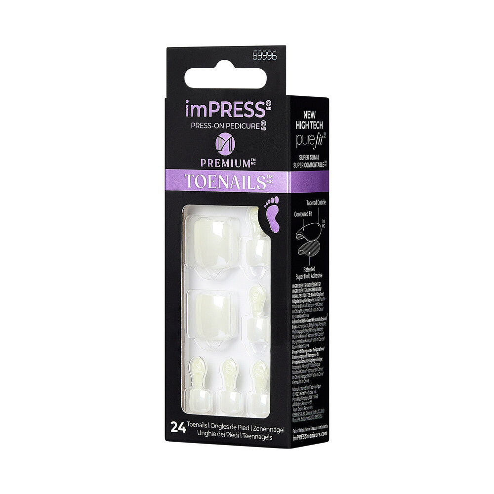 IMET01X_extra_007 "KISS imPRESS Toe Nails – Press-On Pedicure, Glossy Designs, side of package."