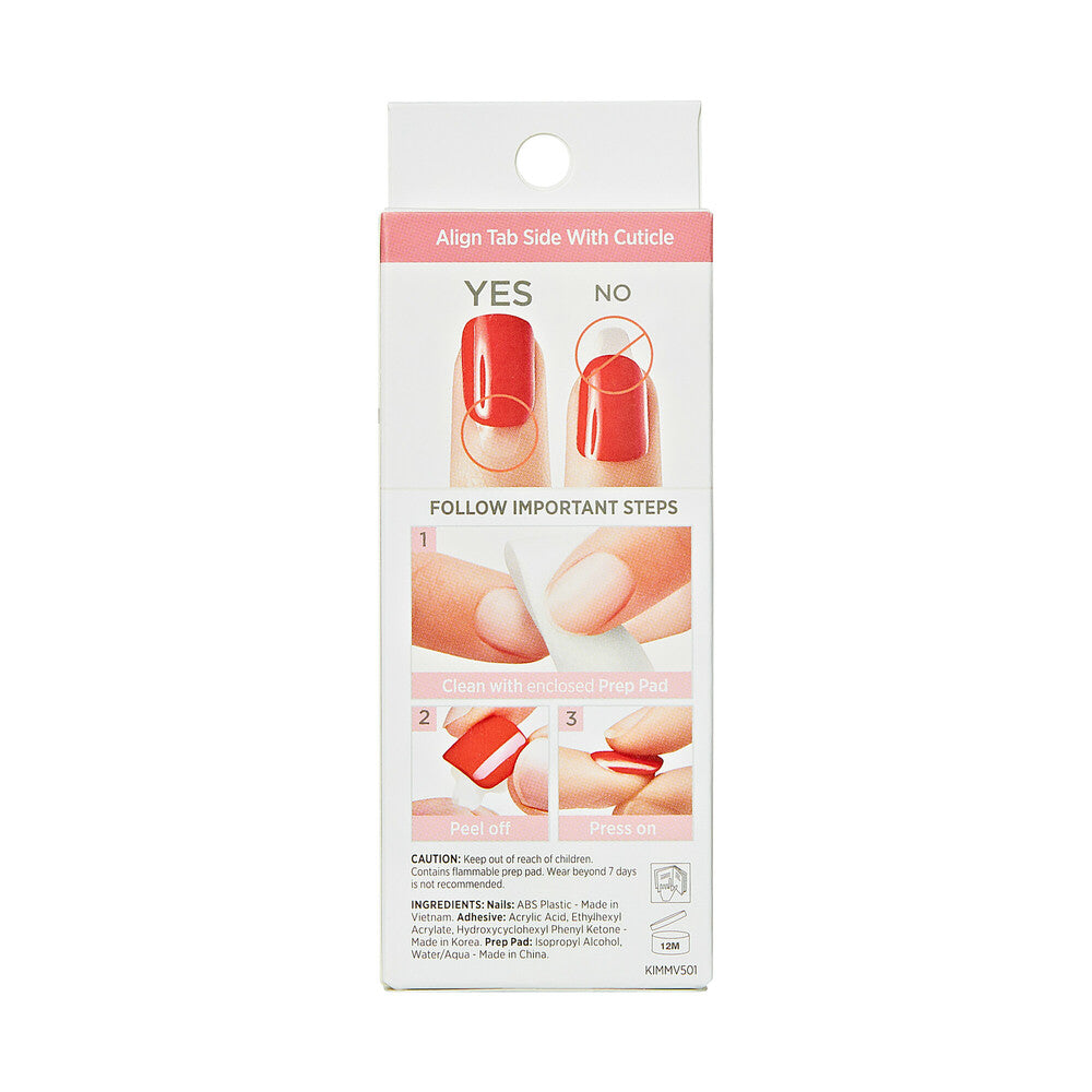 KISS imPRESS Press-On Nails – Glazed Pink, Soft Pink Gloss Finish, package back.