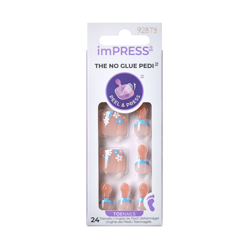 IMT36X_MAIN "KISS imPRESS Toe Nails – Summer Pedicure Designs, Press-On Toenails in Paradise Ticket, package front."