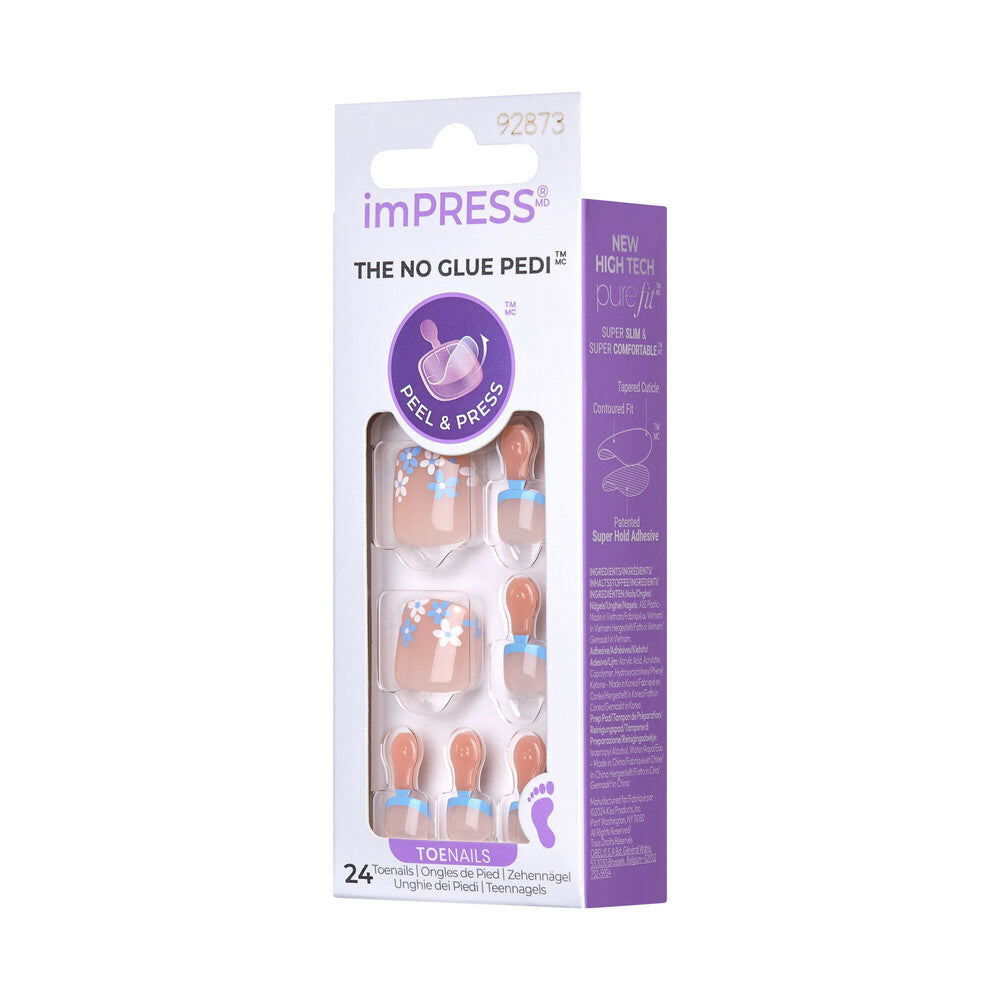 IMT36X_extra_006 "KISS imPRESS Toe Nails – Summer Pedicure Designs, Press-On Toenails, side of package."