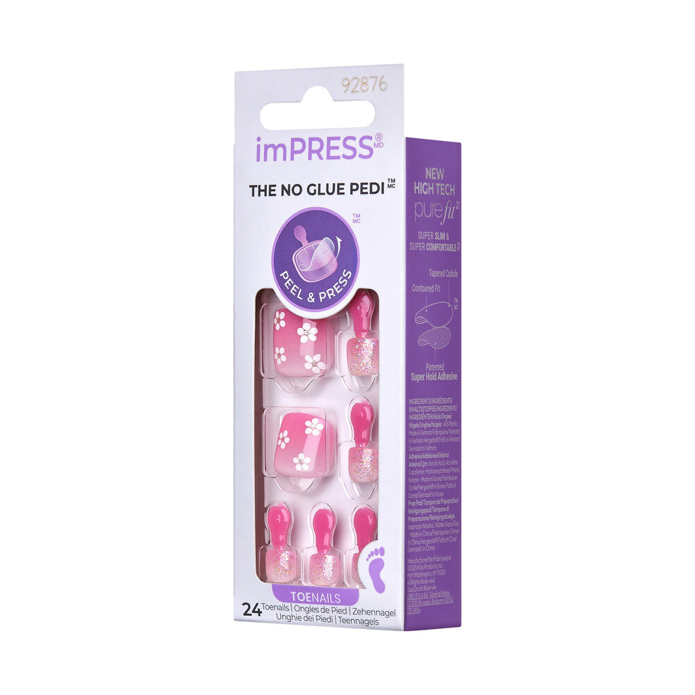 IMT39X_extra006 "KISS imPRESS Toe Nails – Summer Pedicure Designs, Press-On Toenails, side of package."