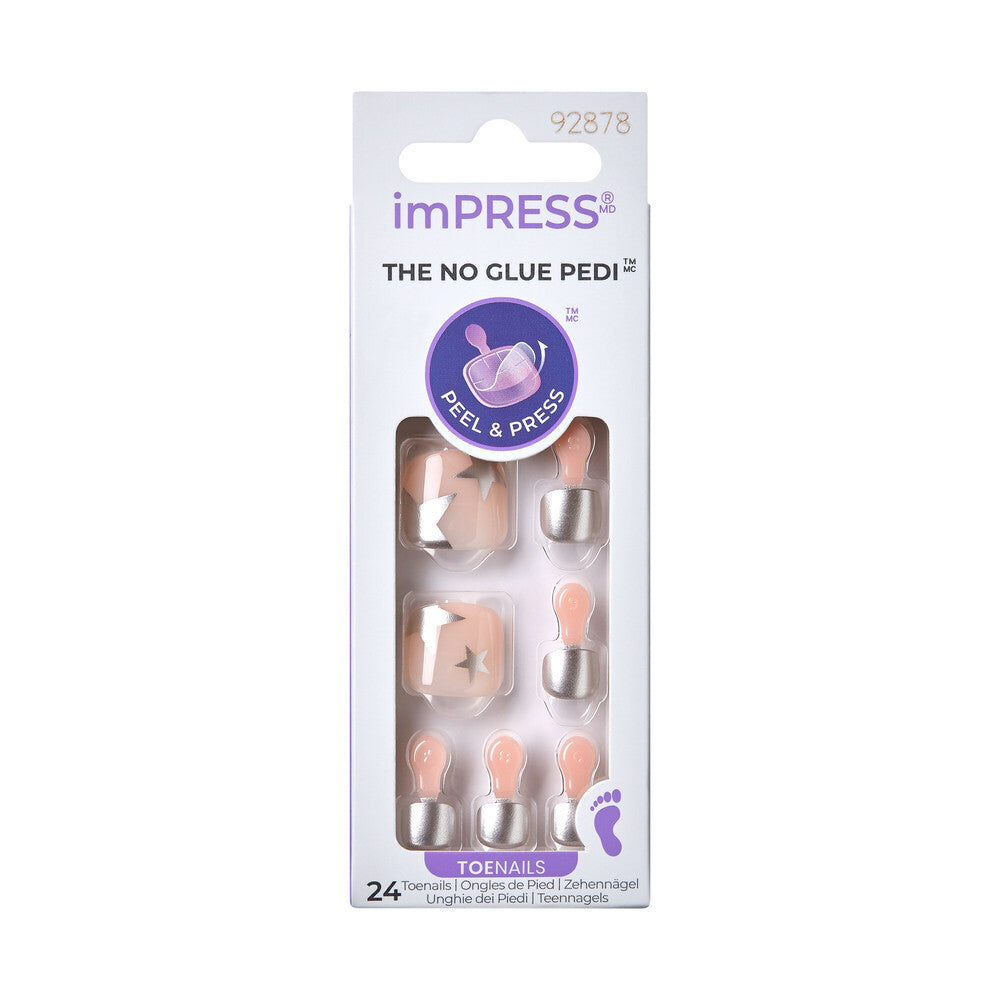 IMT41X_MAIN "KISS imPRESS Toe Nails – Summer Pedicure Designs, Press-On Toenails in Beach Date, package front."