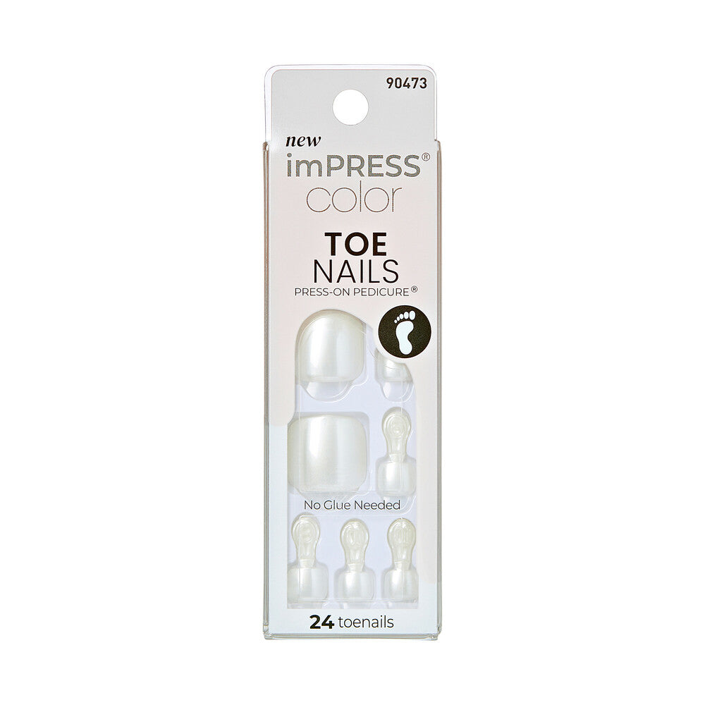 KISS imPRESS Color Toe Nails – Lustre White, package front.