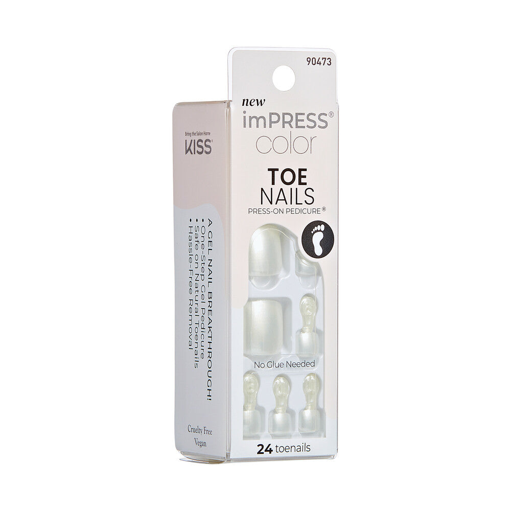 KISS imPRESS Color Toe Nails – Lustre White product view.