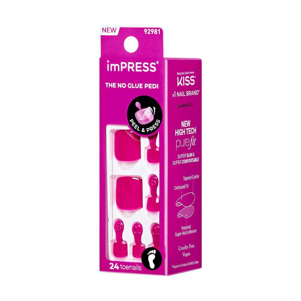 IMT503_extra_006 "KISS imPRESS Color Toe Nails – Vibrant Solid Shades Press-On Pedicure, side of package."