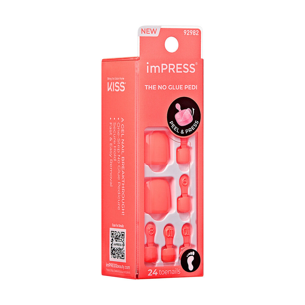 IMT504_extra_005 "KISS imPRESS Color Toe Nails – Vibrant Solid Shades Press-On Pedicure product view."