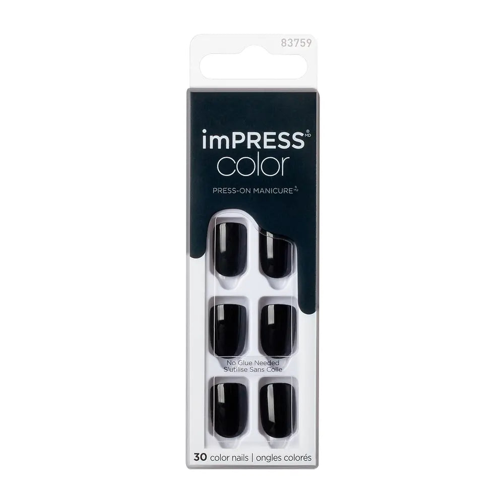 KISS imPRESS No Glue Mani Press-On Nails - All Black