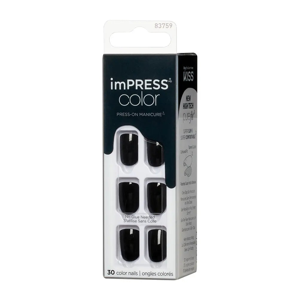 KISS imPRESS No Glue Mani Press-On Nails - All Black