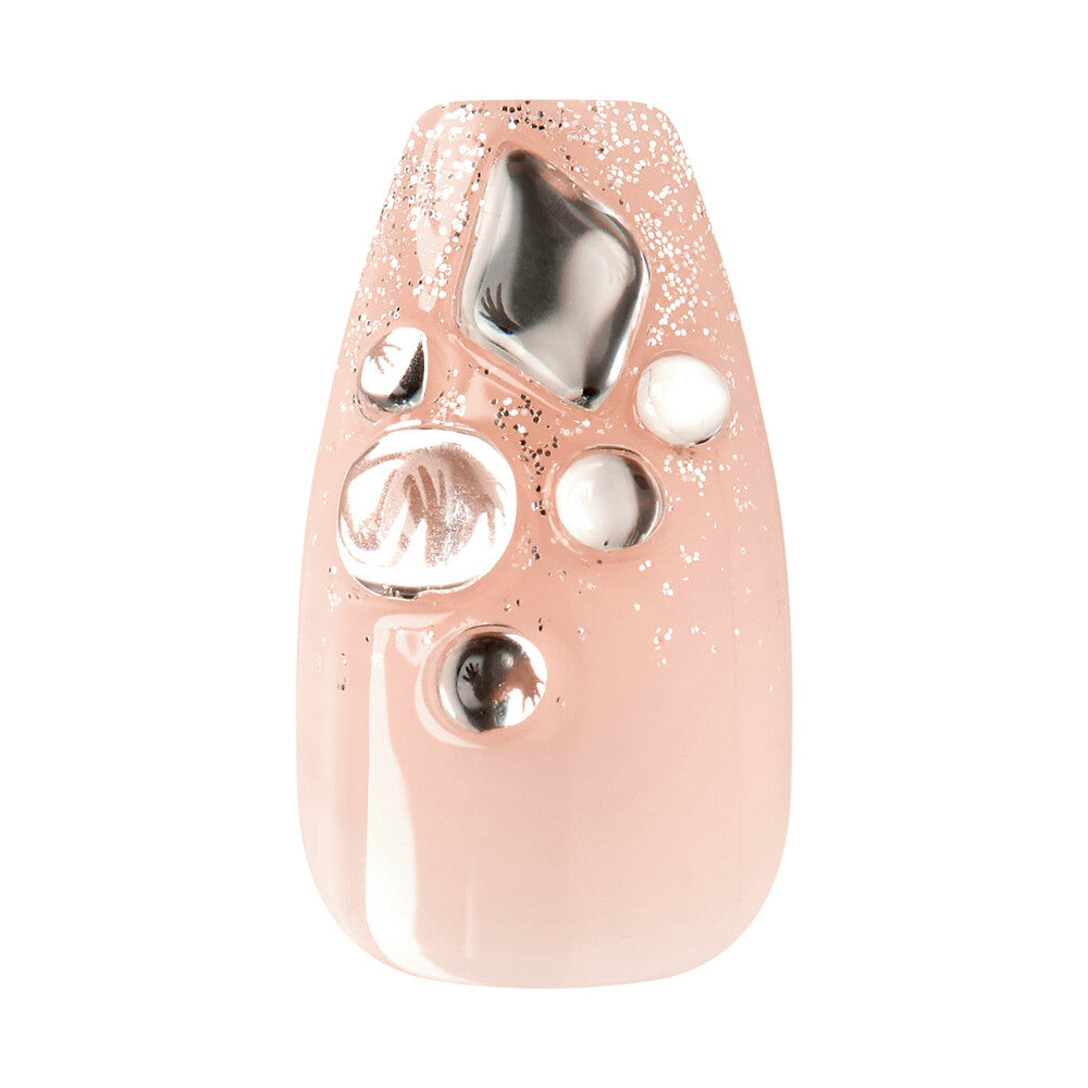 KISS Nail Drip Press-On Nails – Big Drip, Sculpted Medium, Chrome French Tip product view.