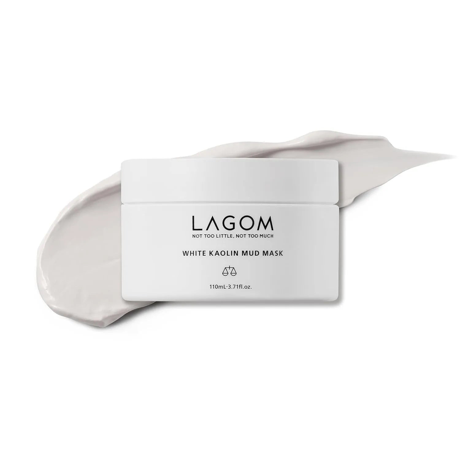 LAGOM White Kaolin Mud Mask - Deep Pore Cleansing & Detoxifying Clay Mask with AHA, BHA, PHA, Hydrating Kaolin for Blackheads & Sebum Control (110ml / 3.71 fl.oz) product view.