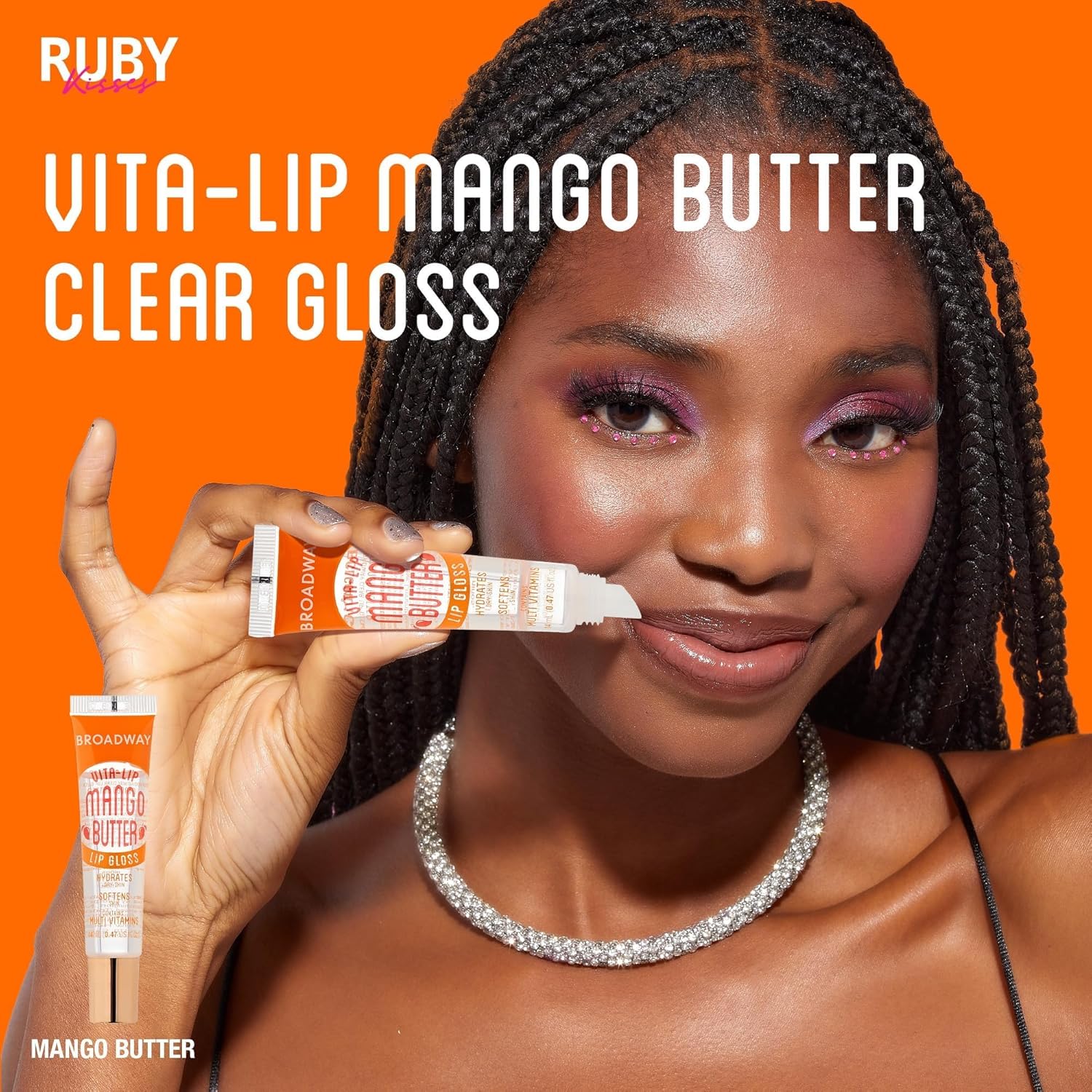 Ruby Kisses Broadway Vita-Lip Clear Lip Gloss, Ultra-Hydrating & Soothing Formula with Vitamins, High-Shine Non-Sticky Finish Lip Balm with Mint, Rosehip, Coconut, Mango, Argan, Honey, Shea (8 Pack)