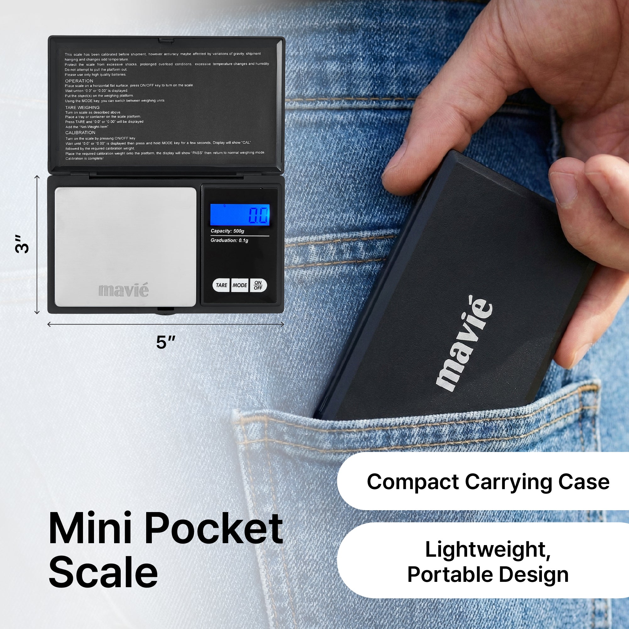 Mini Digital Pocket Scale – 500g High Precision Jewelry & Food Scale with 7 Units & Protective Cover