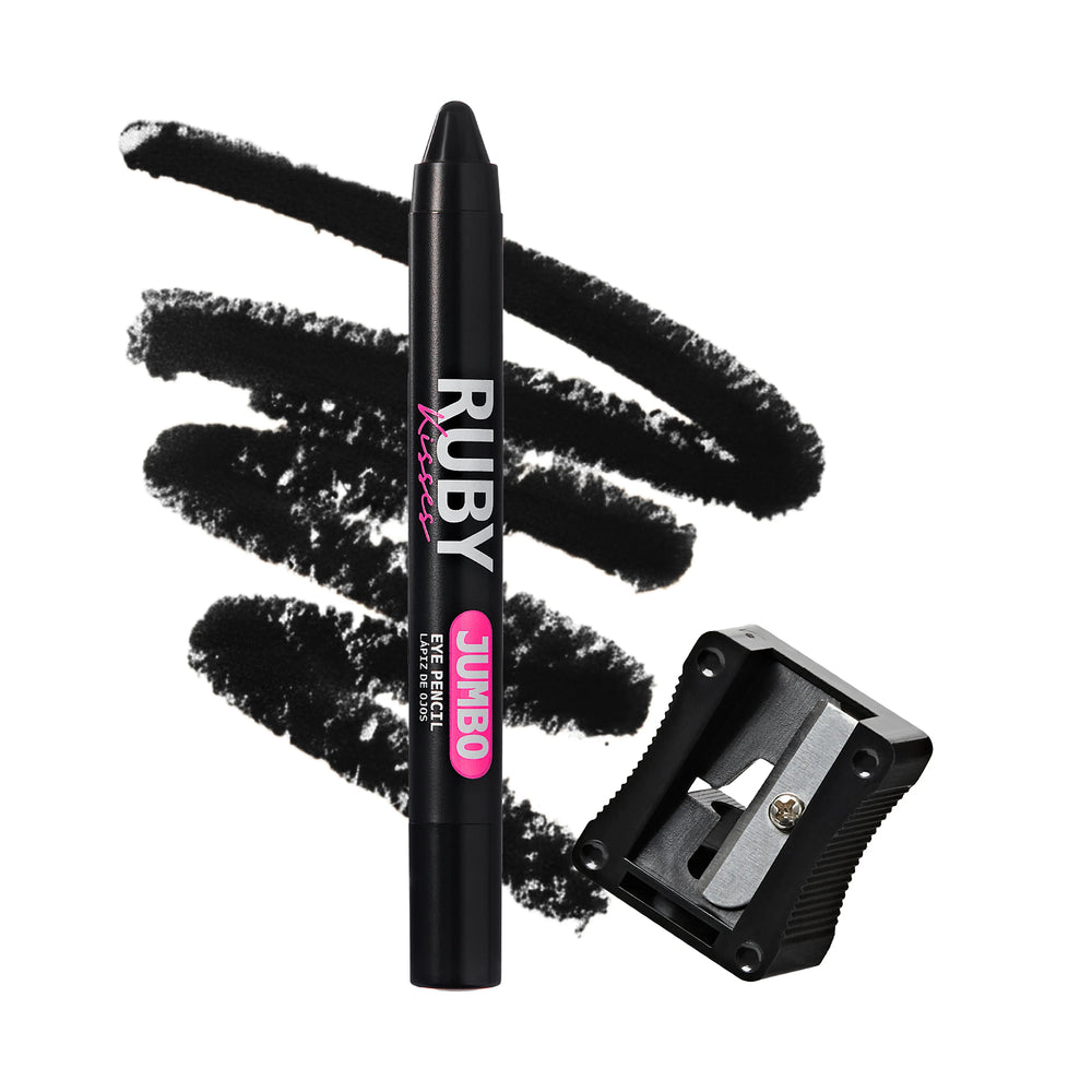 Ruby Kisses Jumbo Eye Pencil with Sharpener – Smooth, Multi-Purpose Eye Makeup Stick__Black